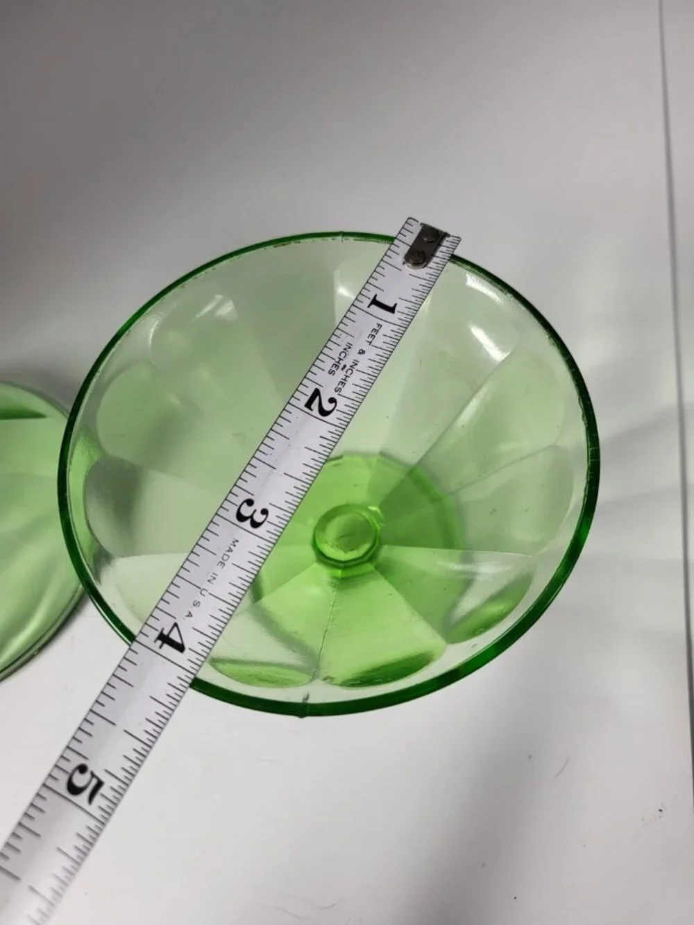 2 Vintage Federal Glass Sherbet Dish Uranium Green Depression 1920's ice cream